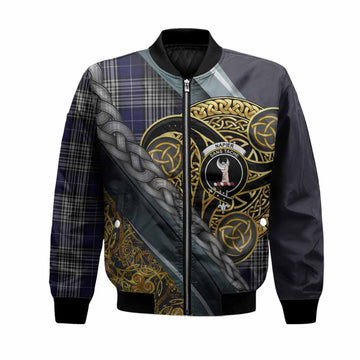 Napier Tartan Crest Bomber Jacket Scottish Triskele Celtic