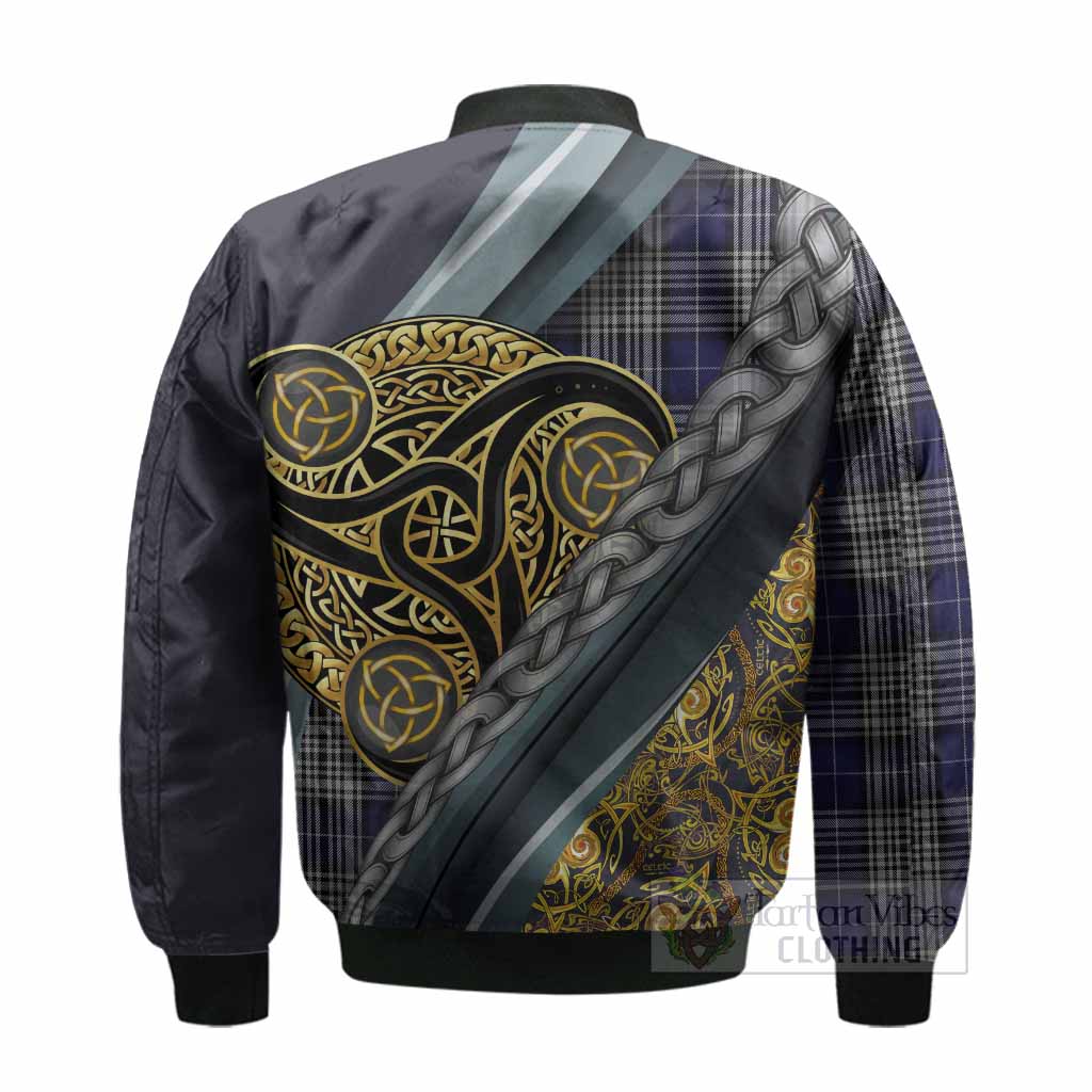 Napier Tartan Crest Bomber Jacket Scottish Triskele Celtic