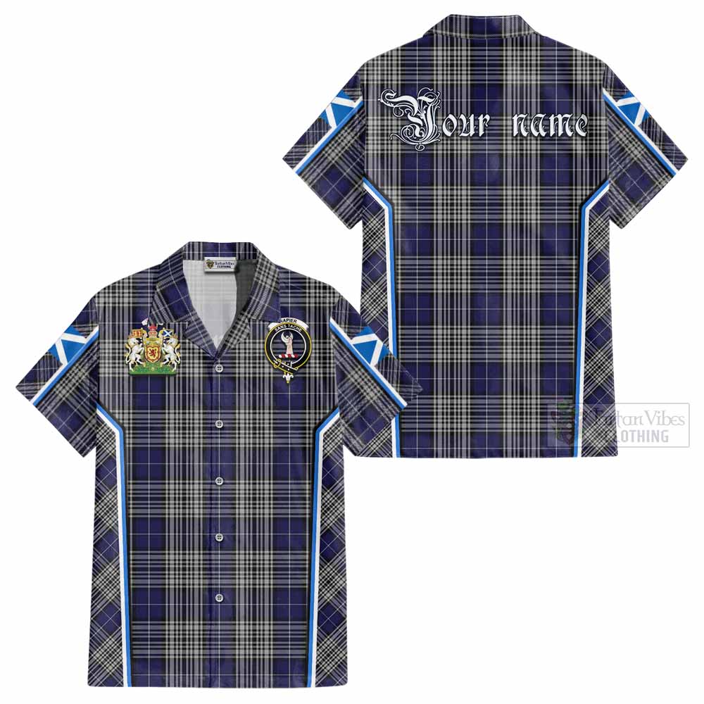 Napier Tartan Crest Cotton Hawaiian Shirt Scotland Coat of Arm Flag Style - Tartan Vibes Clothing