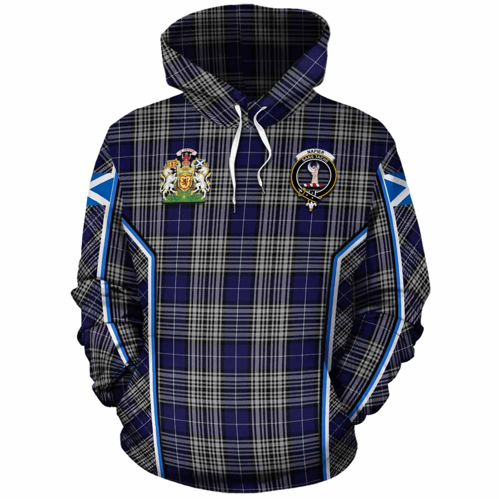 Napier Tartan Crest Cotton Hoodie Scotland Coat of Arm Flag Style - Tartan Vibes Clothing