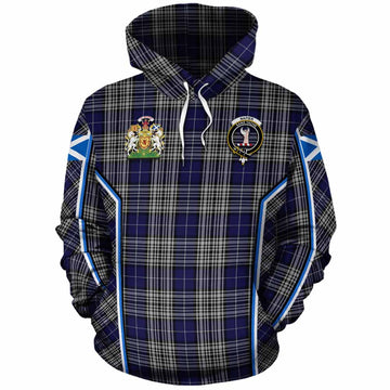 Napier Tartan Crest Cotton Hoodie Scotland Coat of Arm Flag Style