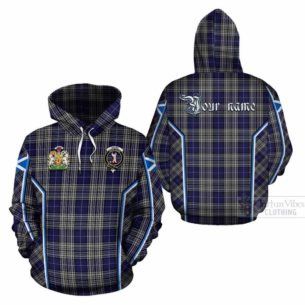 Napier Tartan Crest Cotton Hoodie Scotland Coat of Arm Flag Style - Tartan Vibes Clothing