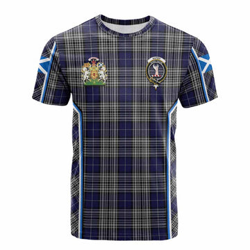 Napier Tartan Crest Cotton T-shirt Scotland Coat of Arm Flag Style