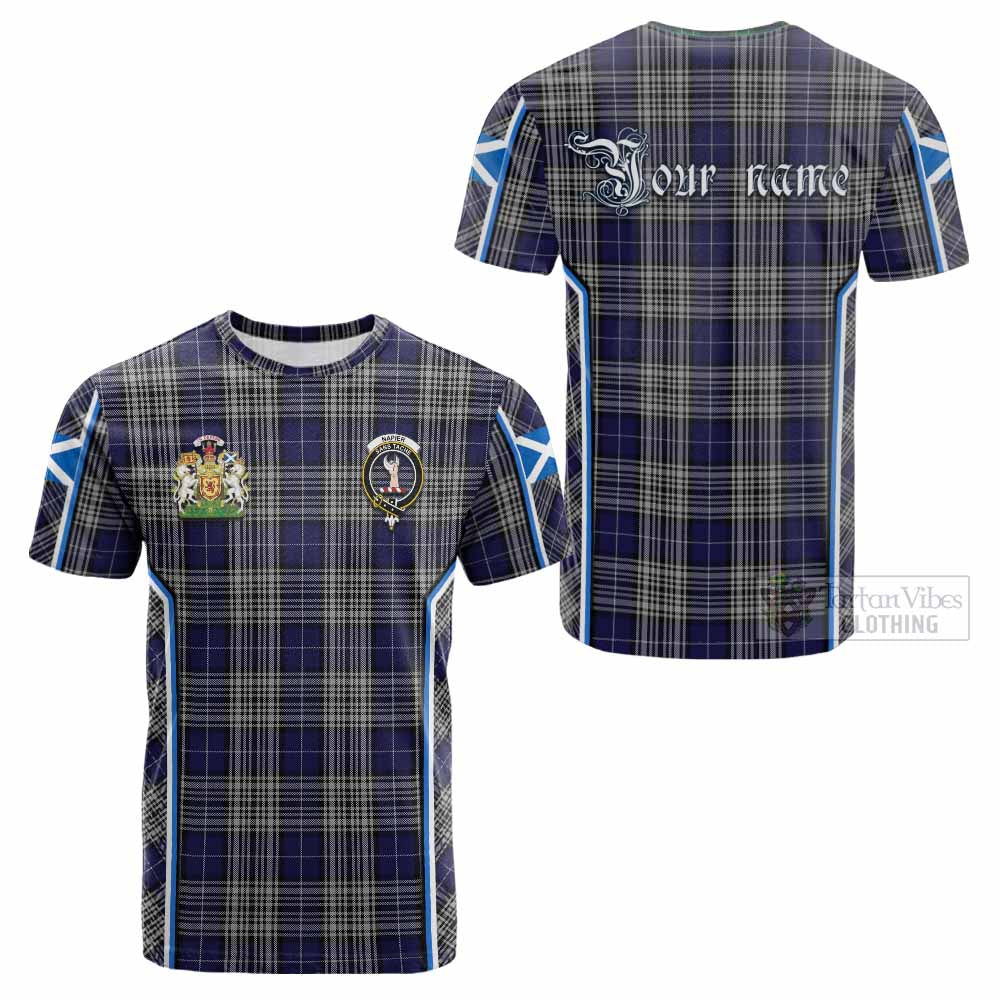 Napier Tartan Crest Cotton T-shirt Scotland Coat of Arm Flag Style - Tartan Vibes Clothing
