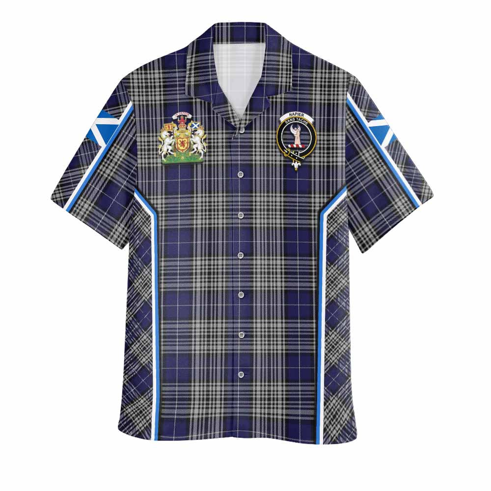 Napier Tartan Crest Hawaiian Shirt Scotland Coat of Arm Flag Style - Tartan Vibes Clothing