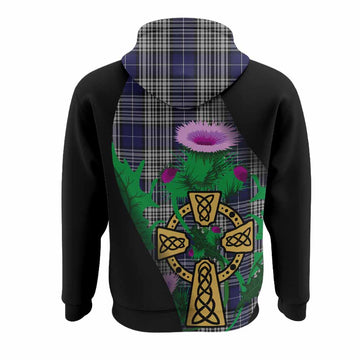 Napier Tartan Crest Hoodie Celtic Cross Thistle Flowers