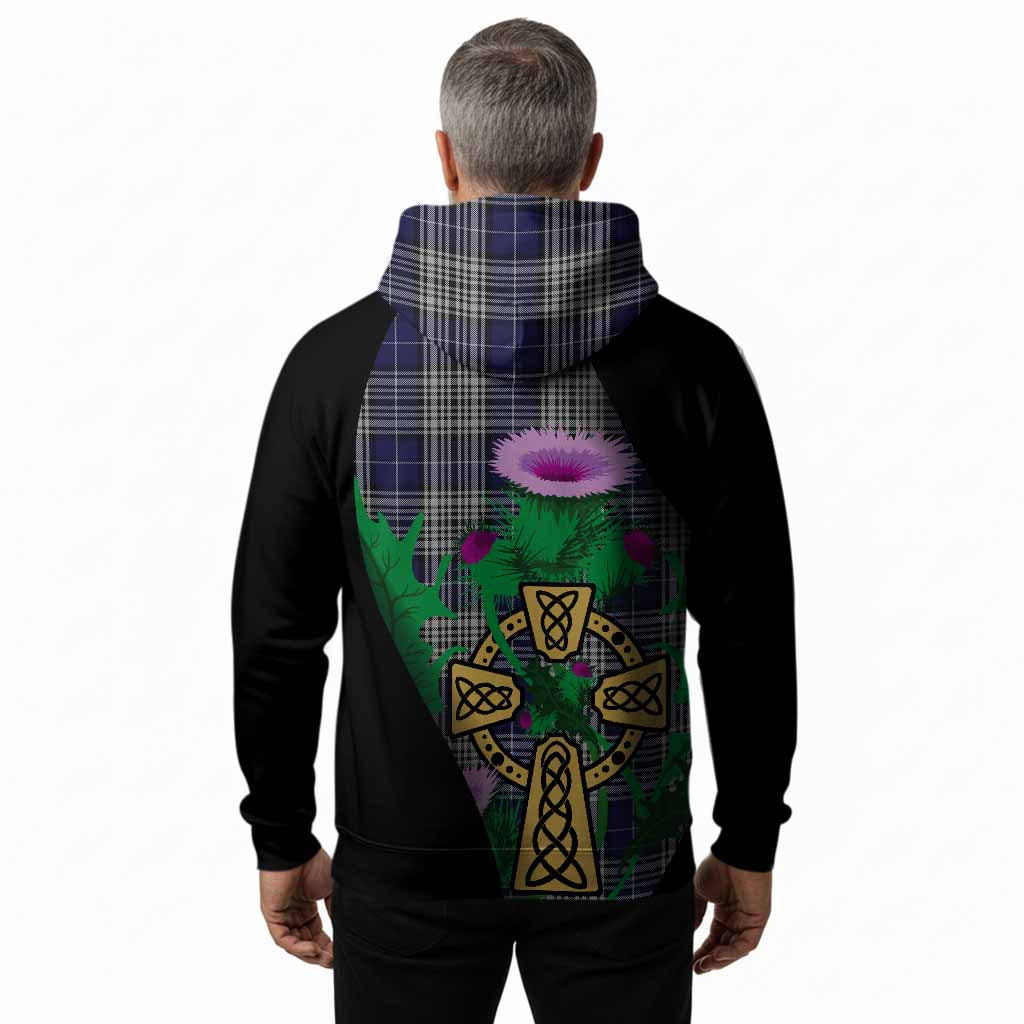 Napier Tartan Crest Hoodie Celtic Cross Thistle Flowers