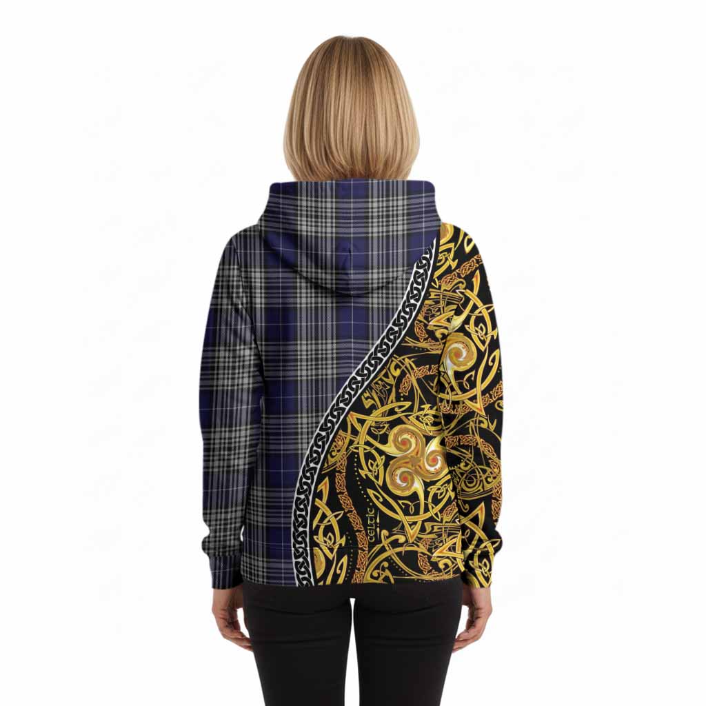 Napier Tartan Crest Hoodie Celtic Knot and Triple Trickle Spiral Symbols