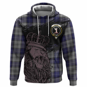 Napier Tartan Crest Hoodie Crowned Lion Heritage Style