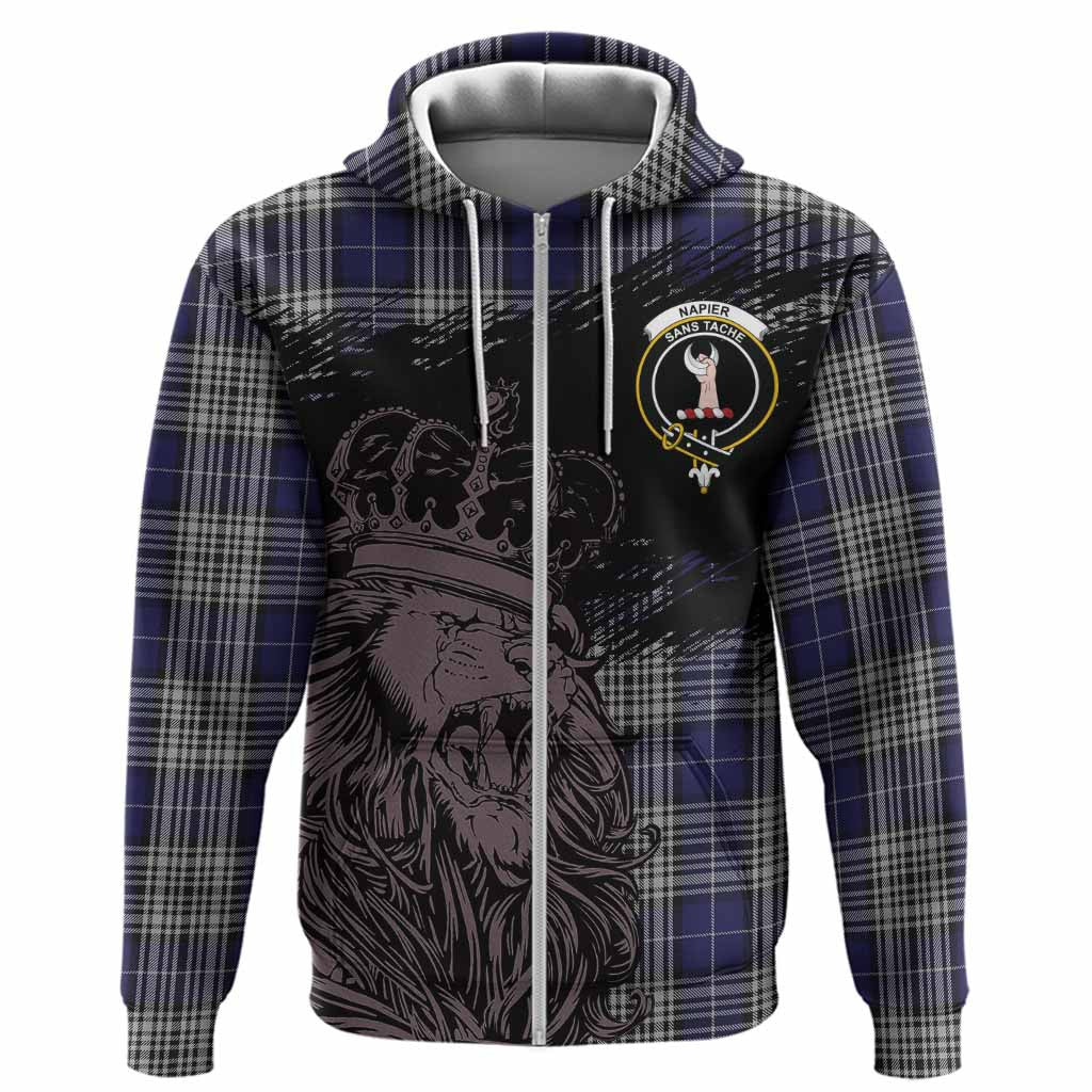 Napier Tartan Crest Hoodie Crowned Lion Heritage Style