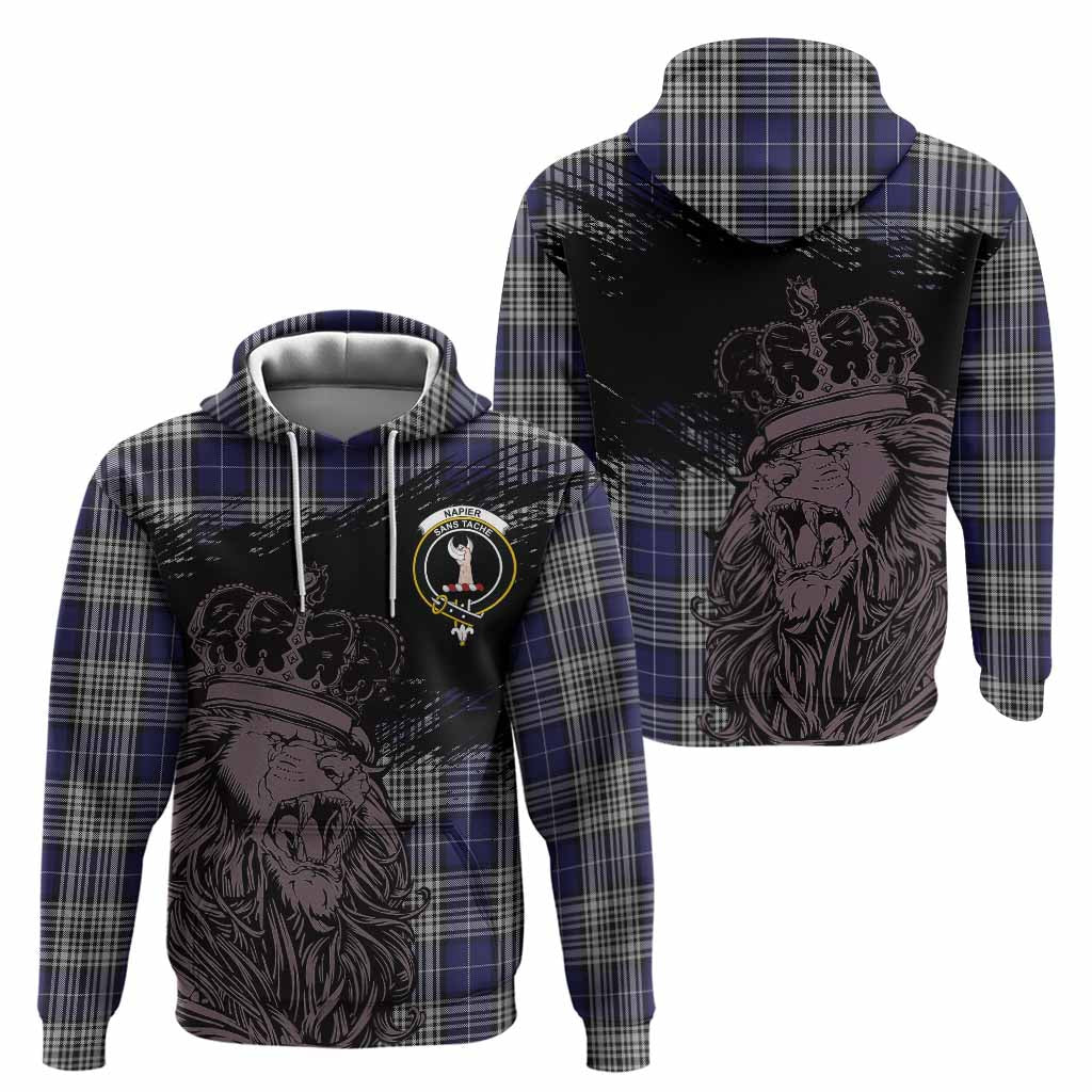 Napier Tartan Crest Hoodie Crowned Lion Heritage Style
