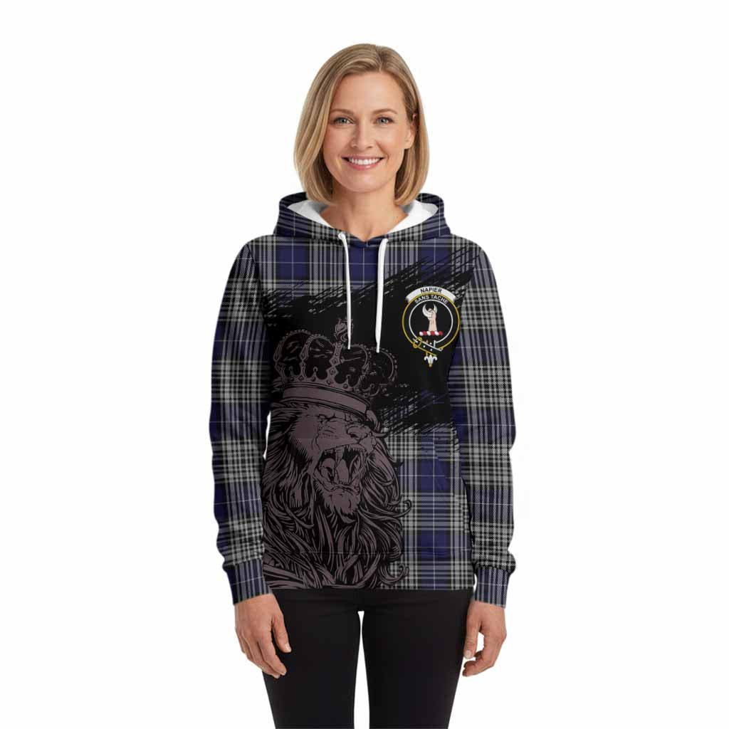 Napier Tartan Crest Hoodie Crowned Lion Heritage Style