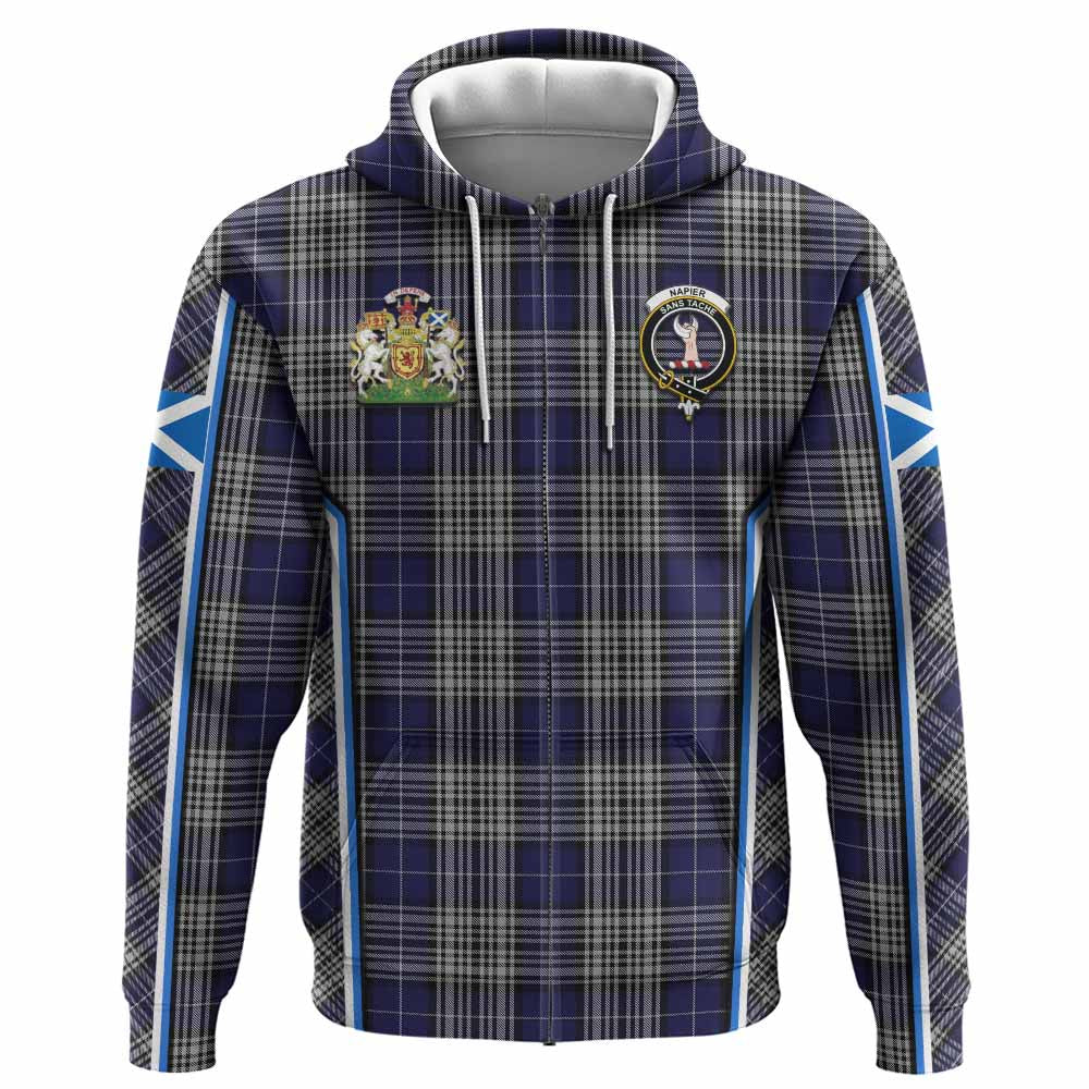 Napier Tartan Crest Hoodie Scotland Coat of Arm Flag Style - Tartan Vibes Clothing