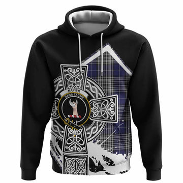Napier Tartan Crest Hoodie Scottish Celtic Cross Heritage