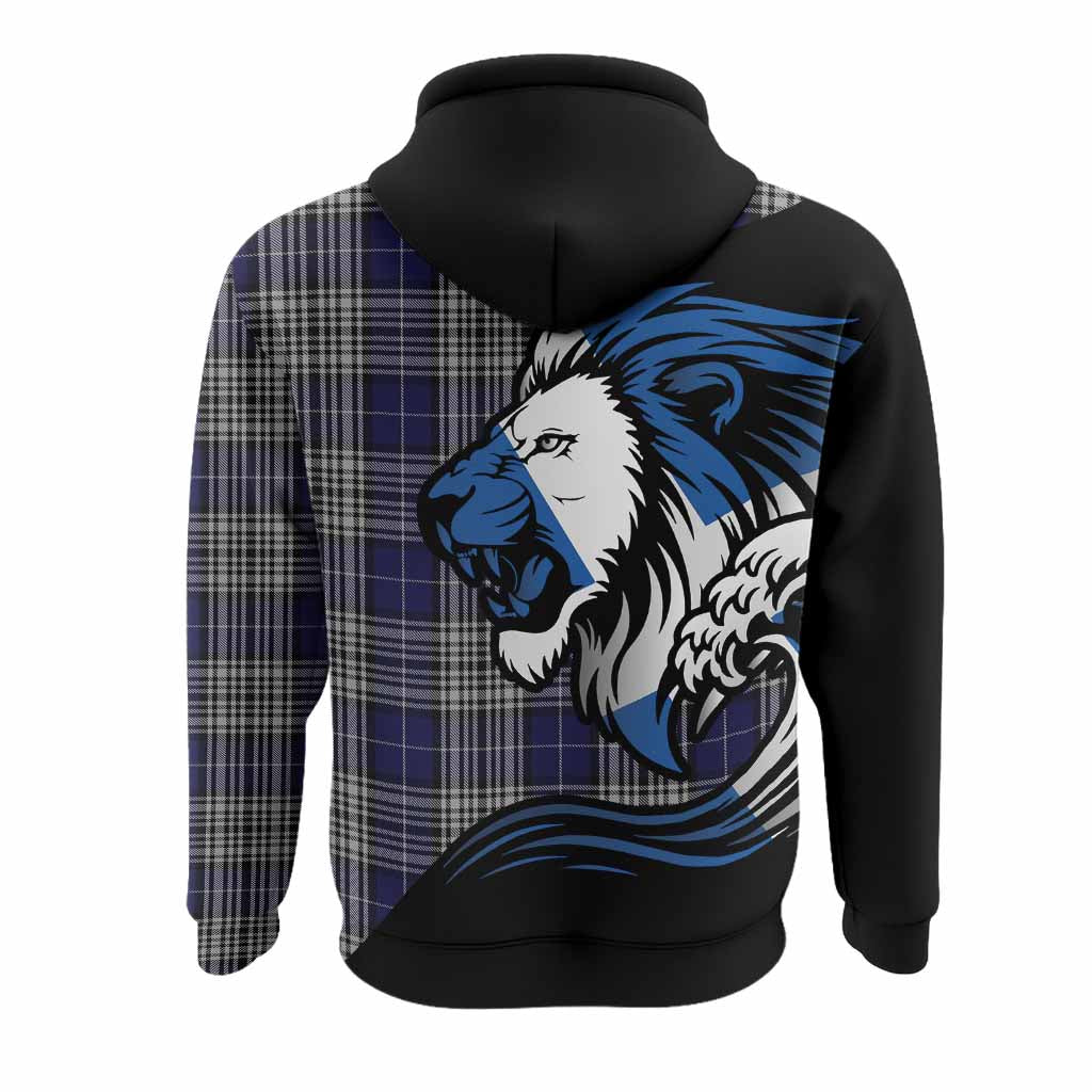 Napier Tartan Crest Hoodie Scottish Golden Lions Wave Flow