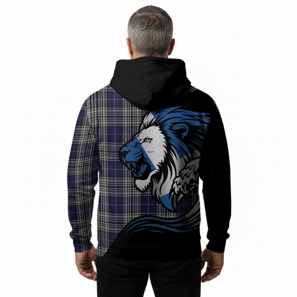 Napier Tartan Crest Hoodie Scottish Golden Lions Wave Flow