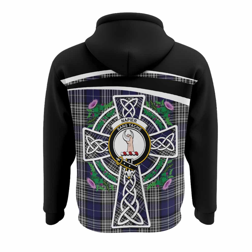 Napier Tartan Crest Hoodie Scottish Thistle Celtic Cross Alba Gu Brath