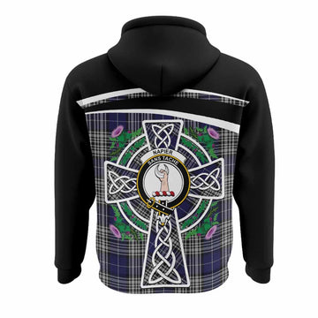 Napier Tartan Crest Hoodie Scottish Thistle Celtic Cross Alba Gu Brath