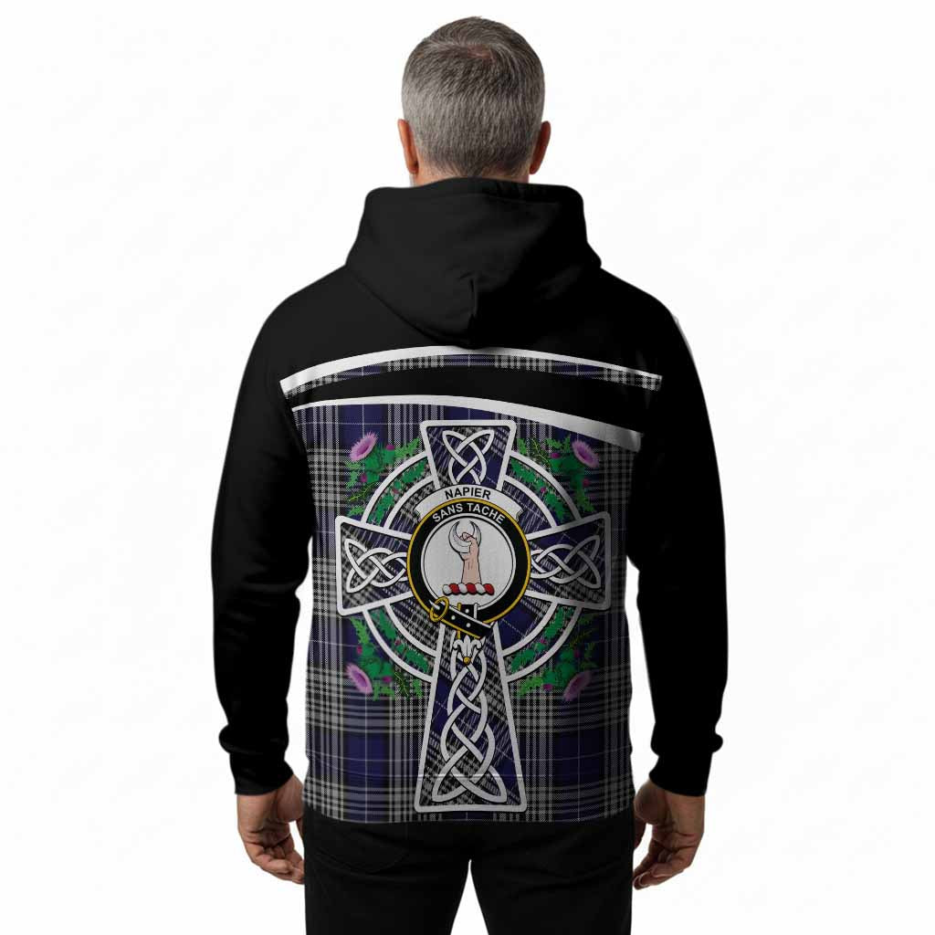 Napier Tartan Crest Hoodie Scottish Thistle Celtic Cross Alba Gu Brath