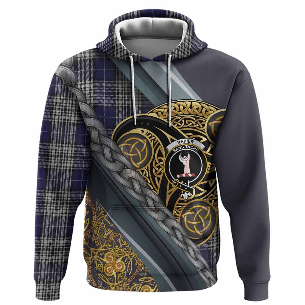 Napier Tartan Crest Hoodie Scottish Triskele Celtic