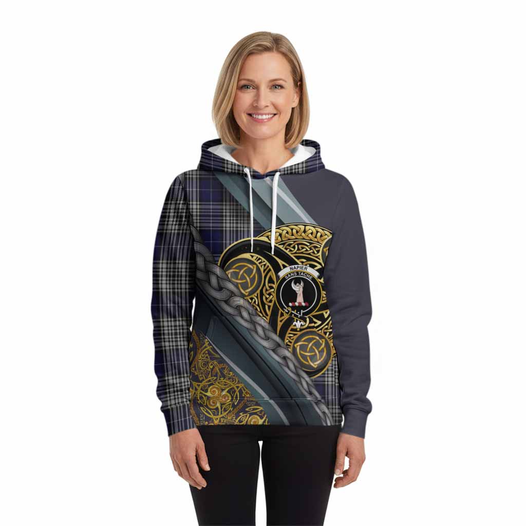 Napier Tartan Crest Hoodie Scottish Triskele Celtic