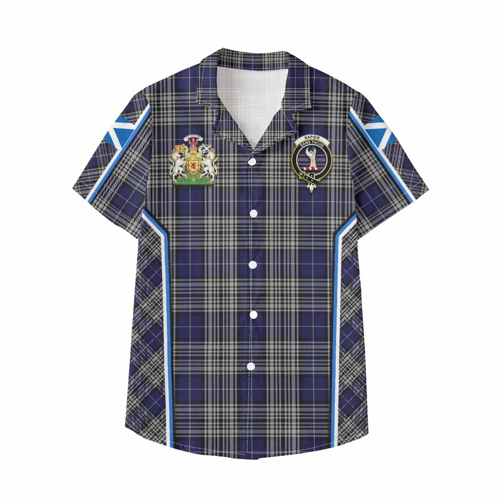 Napier Tartan Crest Kid Hawaiian Shirt Scotland Coat of Arm Flag Style - Tartan Vibes Clothing
