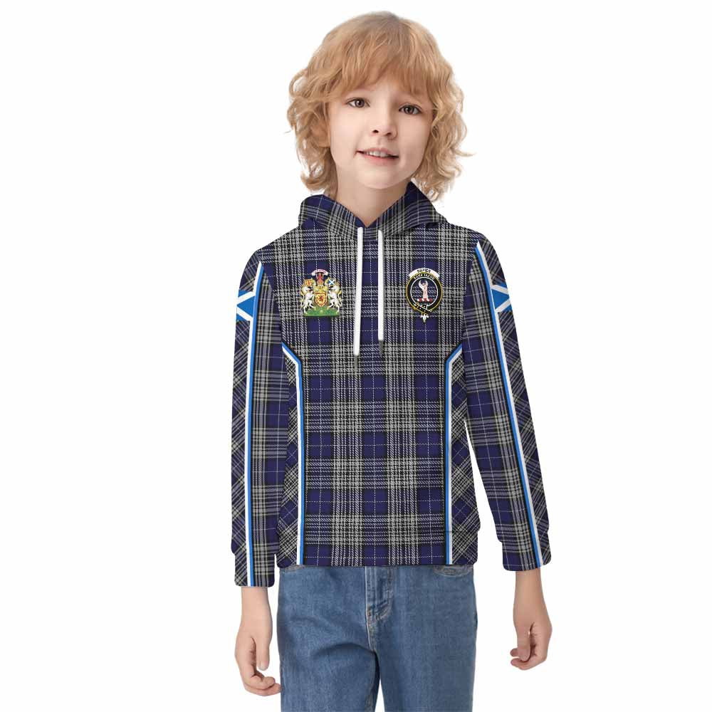 Napier Tartan Crest Kid Hoodie Scotland Coat of Arm Flag Style - Tartan Vibes Clothing