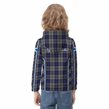 Napier Tartan Crest Kid Hoodie Scotland Coat of Arm Flag Style - Tartan Vibes Clothing
