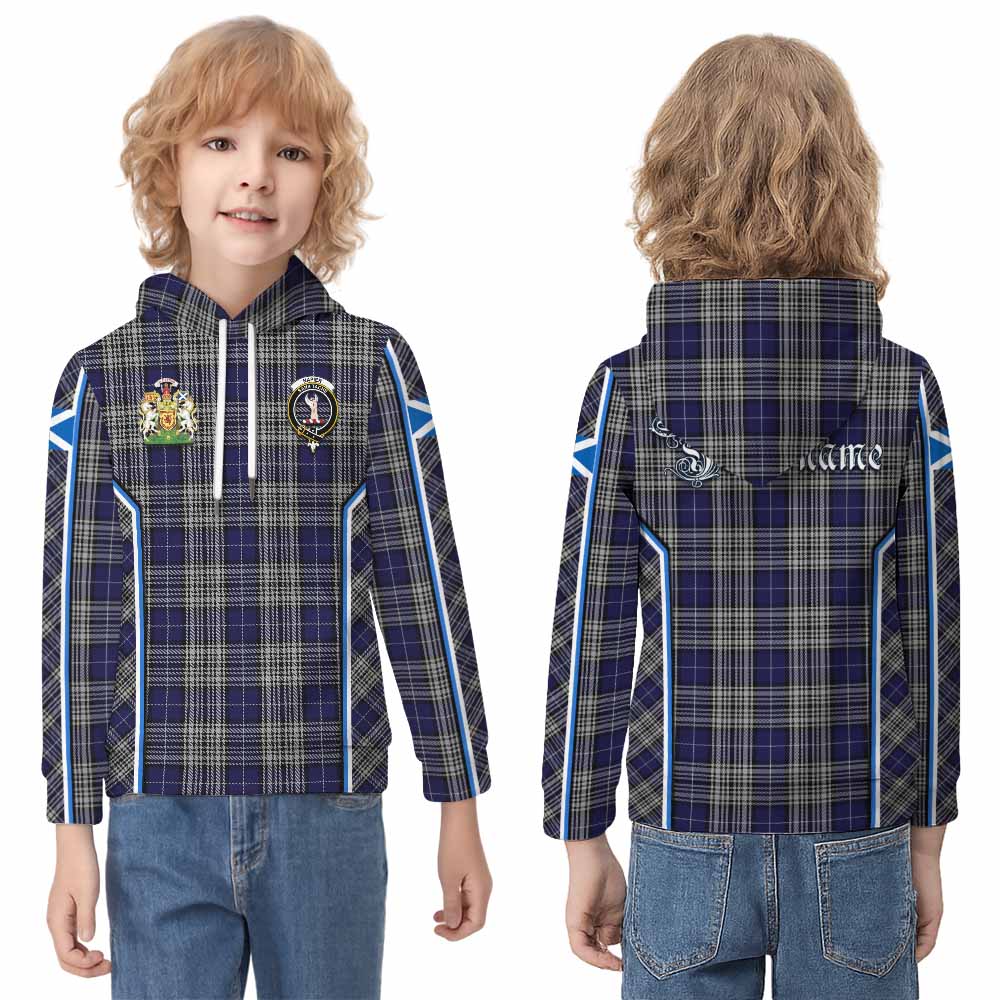 Napier Tartan Crest Kid Hoodie Scotland Coat of Arm Flag Style - Tartan Vibes Clothing