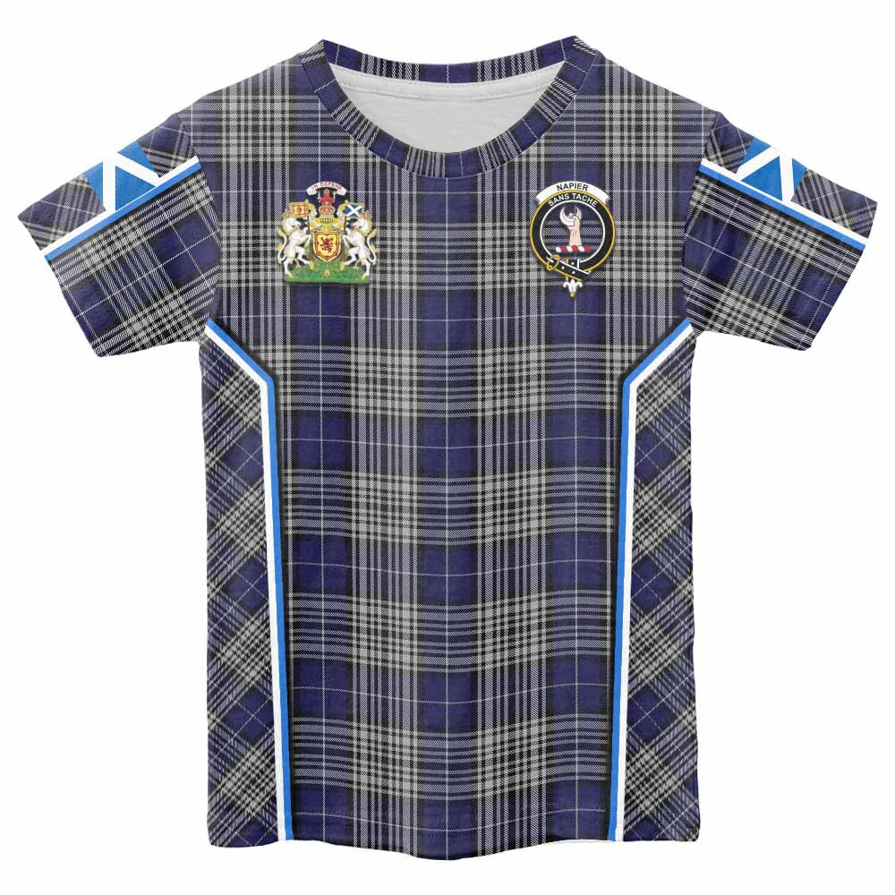 Napier Tartan Crest Kid T-shirt Scotland Coat of Arm Flag Style - Tartan Vibes Clothing