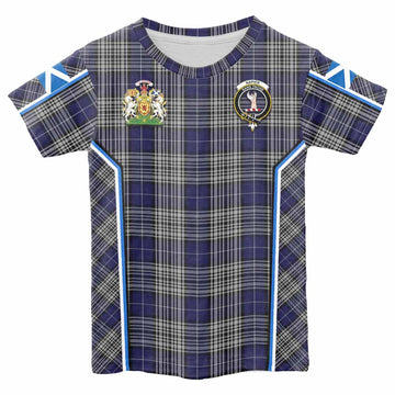 Napier Tartan Crest Kid T-shirt Scotland Coat of Arm Flag Style - Tartan Vibes Clothing