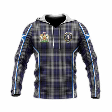 Napier Tartan Crest Knitted Hoodie Scotland Coat of Arm Flag Style