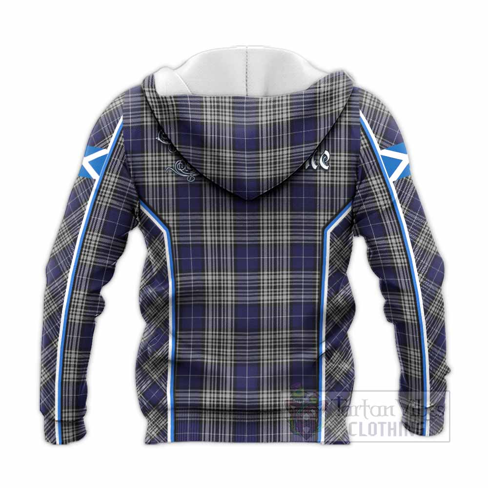 Napier Tartan Crest Knitted Hoodie Scotland Coat of Arm Flag Style - Tartan Vibes Clothing