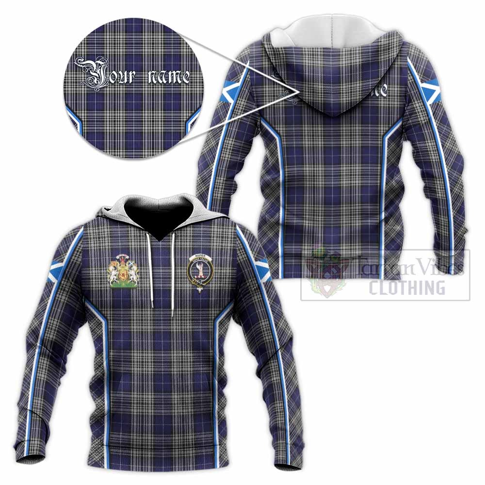 Napier Tartan Crest Knitted Hoodie Scotland Coat of Arm Flag Style - Tartan Vibes Clothing