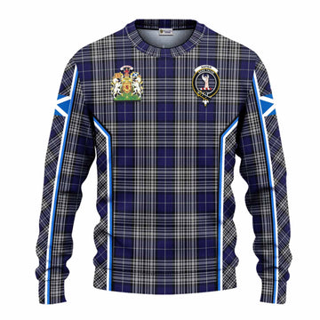 Napier Tartan Crest Knitted Sweater Scotland Coat of Arm Flag Style
