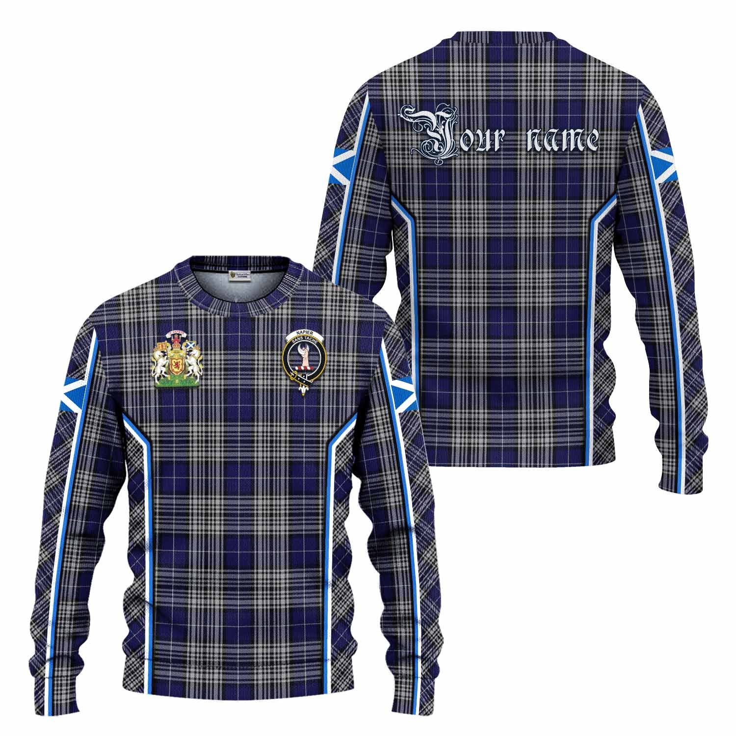 Napier Tartan Crest Knitted Sweater Scotland Coat of Arm Flag Style - Tartan Vibes Clothing