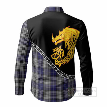 Napier Tartan Crest Long Sleeve Button Shirts Legendary Dragon Knot Half Style