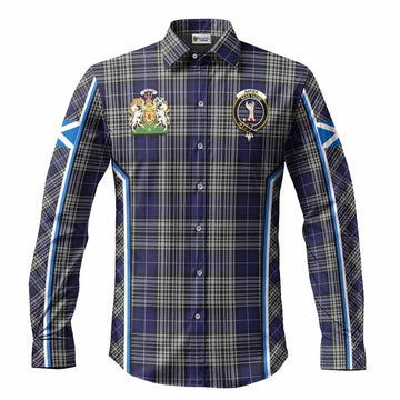 Napier Tartan Crest Long Sleeve Button Shirts Scotland Coat of Arm Flag Style