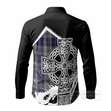 Napier Tartan Crest Long Sleeve Button Shirts Scottish Celtic Cross Heritage