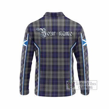 Napier Tartan Crest Long Sleeve Polo Shirt Scotland Coat of Arm Flag Style