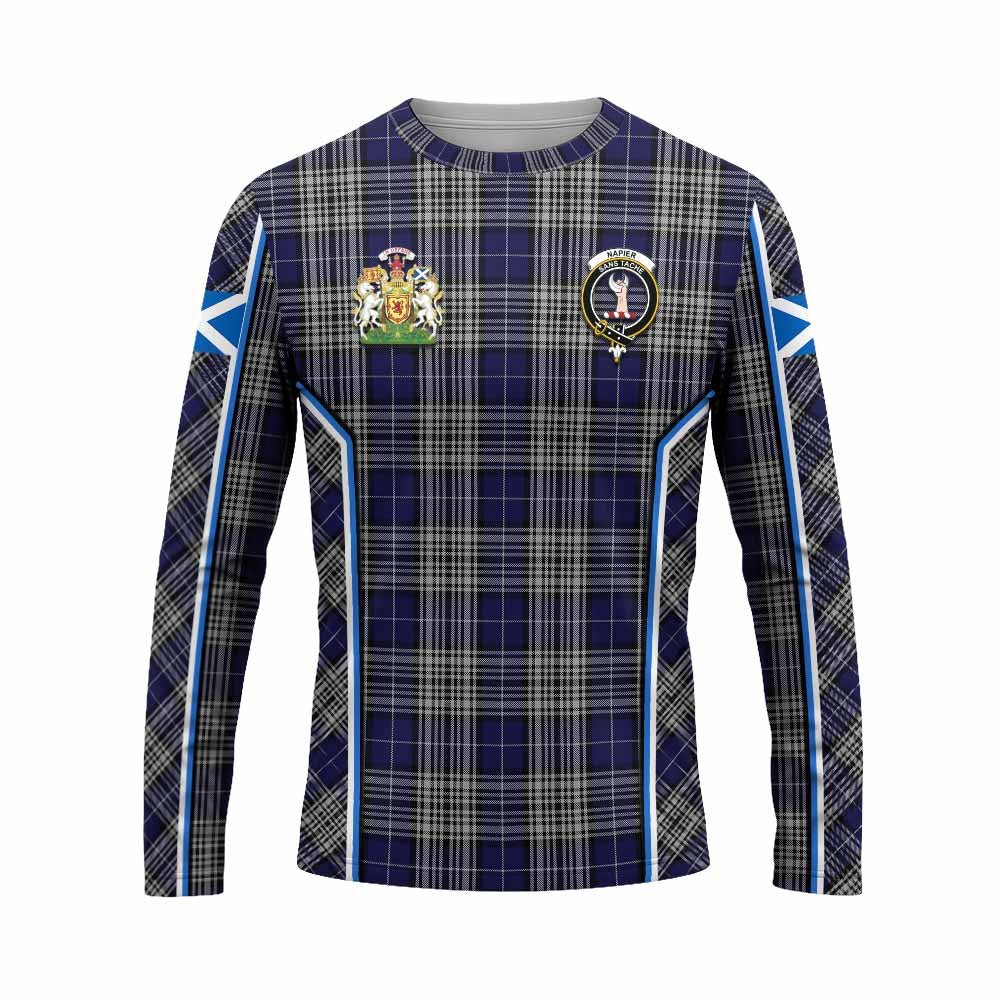 Napier Tartan Crest Long Sleeve T-Shirt Scotland Coat of Arm Flag Style - Tartan Vibes Clothing