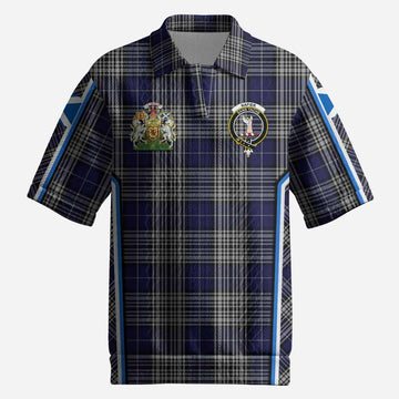 Napier Tartan Crest Men’s Polo Sweater Top Scotland Coat of Arm Flag Style