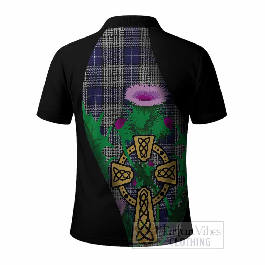 Napier Tartan Crest Polo Shirt Celtic Cross Thistle Flowers