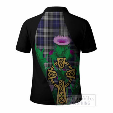 Napier Tartan Crest Polo Shirt Celtic Cross Thistle Flowers