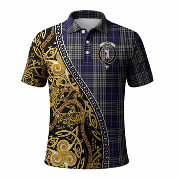 Napier Tartan Crest Polo Shirt Celtic Knot and Triple Trickle Spiral Symbols
