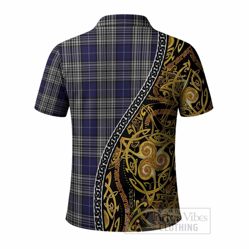Napier Tartan Crest Polo Shirt Celtic Knot and Triple Trickle Spiral Symbols