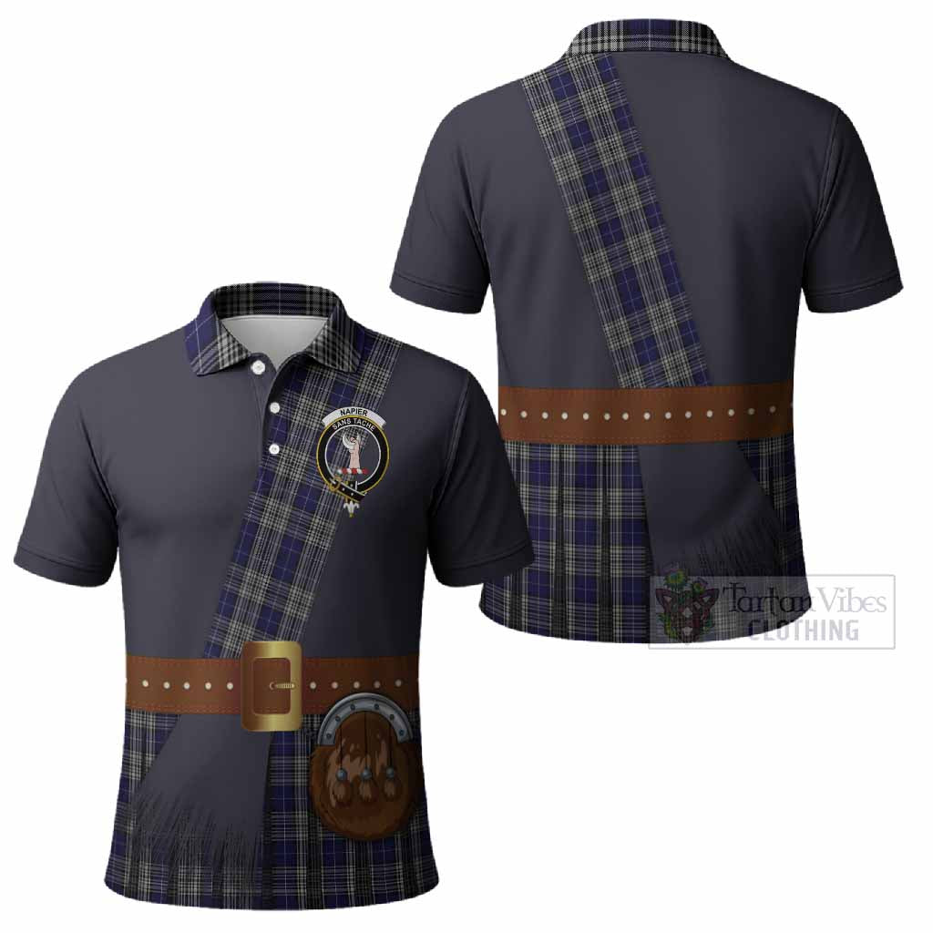 Napier Tartan Crest Polo Shirt Kilt Costume Style