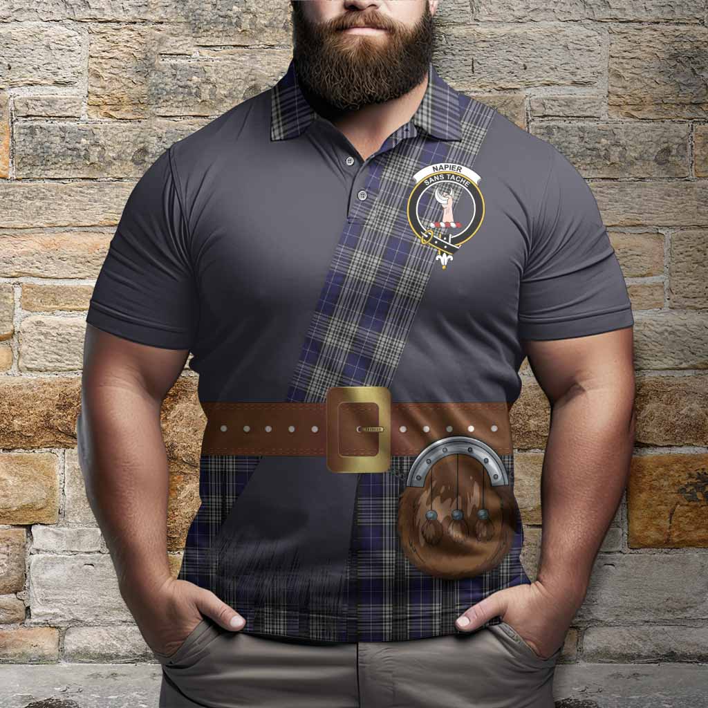 Napier Tartan Crest Polo Shirt Kilt Costume Style