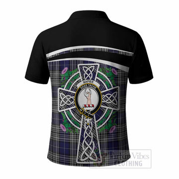 Napier Tartan Crest Polo Shirt Scottish Thistle Celtic Cross Alba Gu Brath