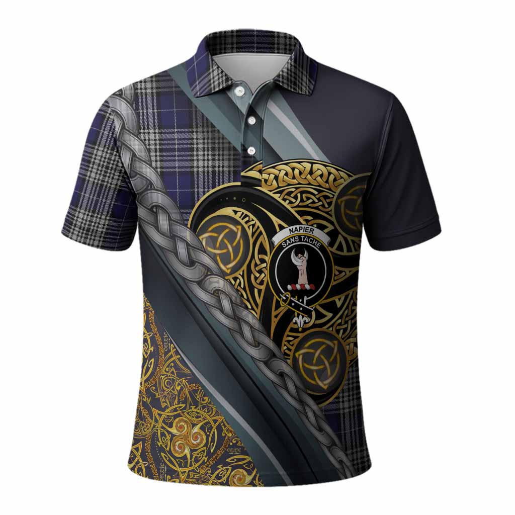 Napier Tartan Crest Polo Shirt Scottish Triskele Celtic